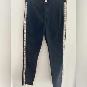 Guess Black Jeans with Red Label Gold stripe down the Leg XS
